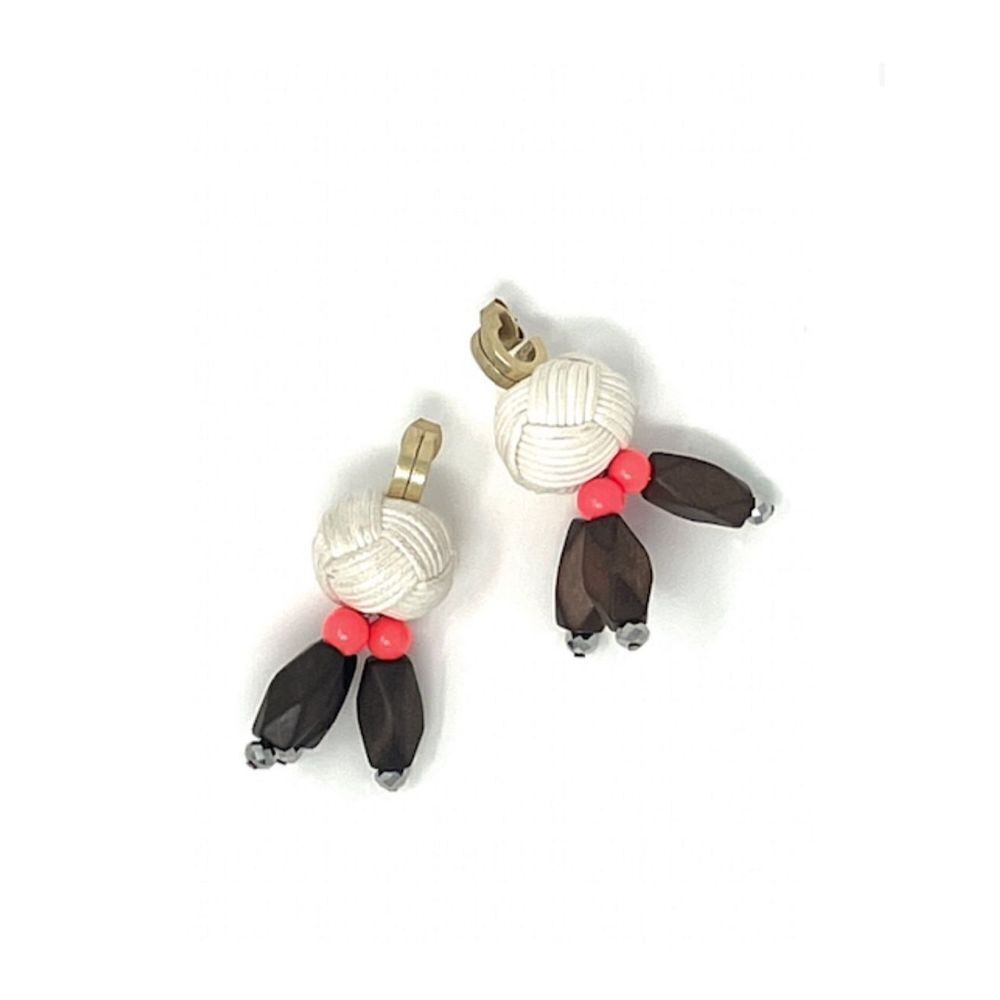 J.Crew hoop knotted wood bead statement earrings